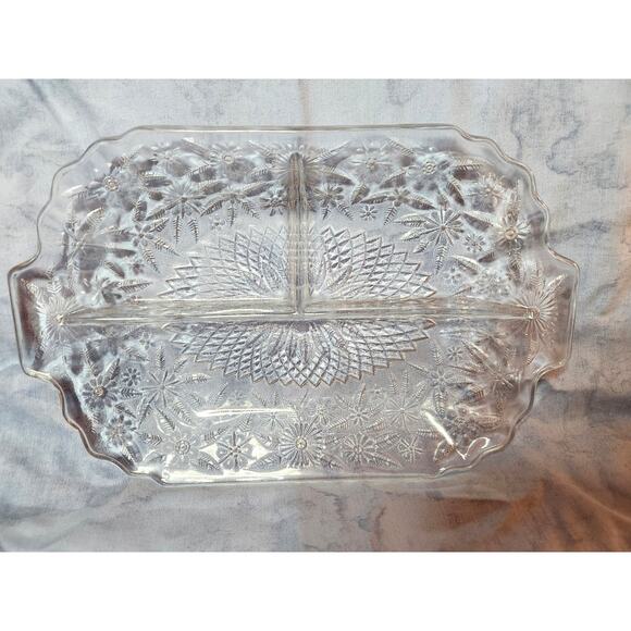 Indiana Glass Pineapple and Floral EAPG Relish Dish Tray - Picture 1 of 3